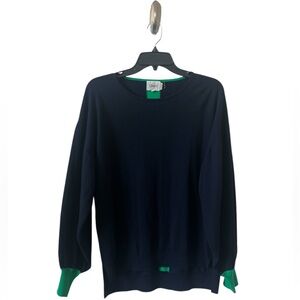Charli Lightweight Sweater Navy Blue Green Balloon Sleeves Women’s M Academia UK
